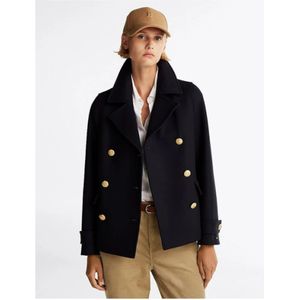 Tommy Hilfiger, Mantels, Dames, Blauw, S, Wol, Wollen Caban Jas