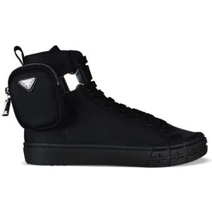 Prada, Wheel High Top Sneakers Zwart, Heren, Maat:40 EU