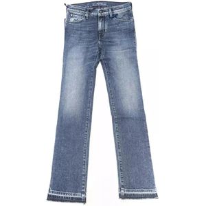 Jacob Cohën, Blauwe Slim Fit Jeans met Franjes Blauw, Dames, Maat:W28