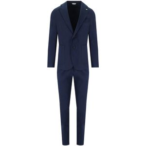 Manuel Ritz, Pakken, Heren, Blauw, XL, Katoen, Single Breasted Suits