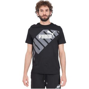 Puma, Tops, Heren, Zwart, 2Xl, Katoen, Grafische Tee Zwart T-shirt