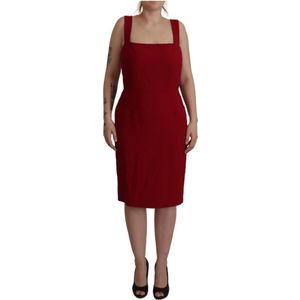 Dolce & Gabbana, Kleedjes, Dames, Rood, L, Rode Mouwloze Sheath Jurk