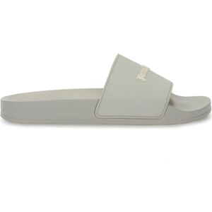 Palm Angels, Grijze Logo Rubber Slipper Sandalen Grijs, Heren, Maat:42 EU