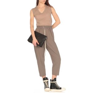 Rick Owens, Tops, Dames, Beige, M, Katoen, Beige Katoenen V-hals Mouwloze Top