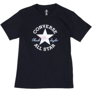 Converse, Tops, Dames, Zwart, XS, Katoen, Zwart Logo Print T-shirt