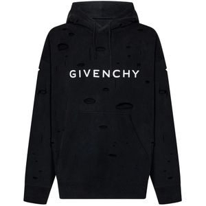 Givenchy, Sweatshirts & Hoodies, Heren, Zwart, M, Katoen, Zwarte Oversized Trui met Capuchon