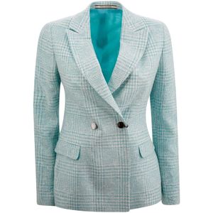 Tagliatore, Tweed Jas met Reverskraag Blauw, Dames, Maat:S