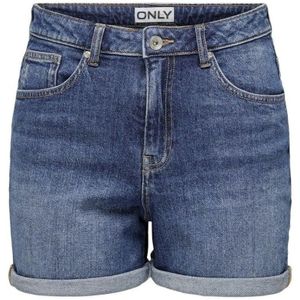 Only, Korte broeken, Dames, Blauw, XL, Denim, Stretch Denim Shorts in Middelblauw