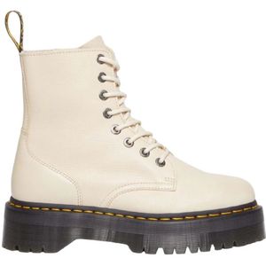 Dr. Martens, Beige Leren Enkellaarzen met Dubbele Sluiting Beige, Dames, Maat:37 EU