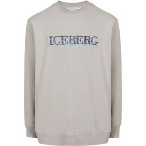 Iceberg, Sweatshirts & Hoodies, Heren, Grijs, S, Katoen, Sweatshirt met logo
