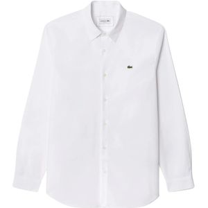 Lacoste, Overhemden, Heren, Wit, 2Xl, Katoen, Slim Fit Stretch Katoenen Wit Overhemd