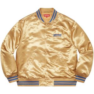 Supreme, Jassen, Heren, Geel, L, Satijn, Gouden Satijnen Varsity Jack Beperkte Oplage