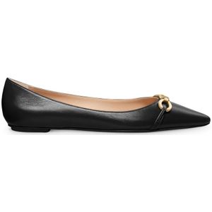 Stuart Weitzman, Tijdloze Verfijning: Emilia SW Signature Flat Zwart, Dames, Maat:39 1/2 EU