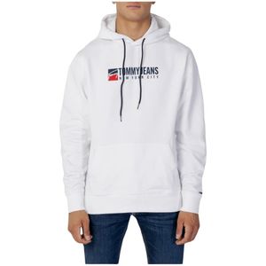 Tommy Hilfiger, Sweatshirts & Hoodies, Heren, Wit, XS, Katoen, Witte hoodie met print