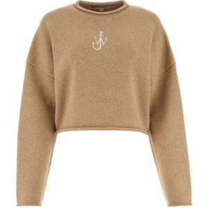 JW Anderson, Oversized Camel Wollen Trui Bruin, Dames, Maat:M