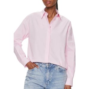 Pinko, Blouses & Shirts, Dames, Roze, M, Katoen, Geborduurde Poplin Overhemd Bridport