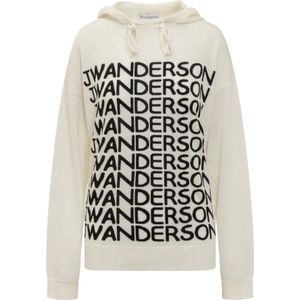 JW Anderson, Sweatshirts & Hoodies, Dames, Wit, S, Herhaal Logo Hoodie