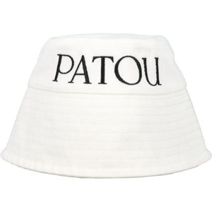 Patou, Accessoires, Dames, Wit, S, Katoen, Witte Bucket Hat met Geborduurd Logo