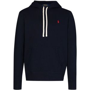 Polo Ralph Lauren, Sweatshirts & Hoodies, Heren, Blauw, M, Katoen, Blauwe Geborduurde Logo Hoodie Sweater