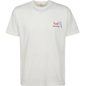 MC2 Saint Barth, Tops, Heren, Wit, L, Katoen, Wit Katoenen T-Shirt met Rode Borduursels