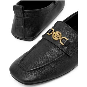 Versace, Schoenen, Heren, Zwart, 40 EU, Leer, Zwarte Leren Slip-On Sneakers