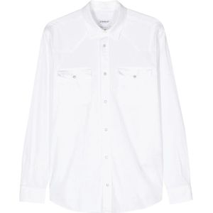 Dondup, Overhemden, Heren, Wit, S, Katoen, Witte Western Overhemd met Drukknoopsluiting
