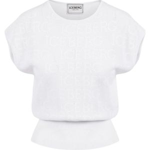 Iceberg, Logo Crop Top Wit, Dames, Maat:S