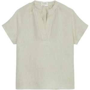 Marc O'Polo, Relaxte korte linnen blouse Beige, Dames, Maat:XL