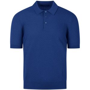 Tagliatore, Tops, Heren, Blauw, S, Katoen, 3D Gebreide Polo Shirt Ss 24
