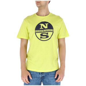North Sails, Tops, Heren, Geel, L, Katoen, Gele Print Heren T-Shirt