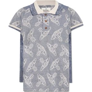 Vivienne Westwood, Polo shirt met logo Blauw, Dames, Maat:S