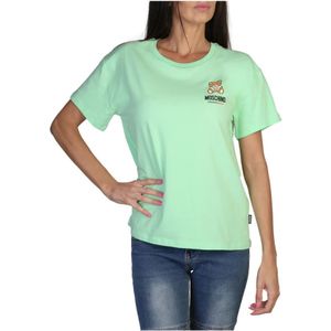 Moschino, Tops, Dames, Groen, S, Katoen, Dames T-shirt uit de Lente/Zomer Collectie
