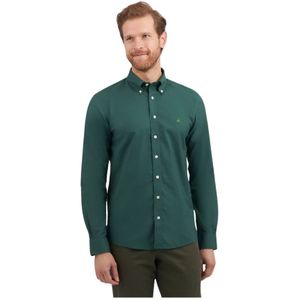 Brooks Brothers, Overhemden, Heren, Groen, S, Katoen, Groen Slim-Fit Non-Iron Stretch Katoenen Overhemd met Button-Down Kraag