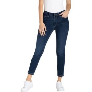 Mac, Donkerblauwe Skinny Jeans met Ritsdetail Blauw, Dames, Maat:S