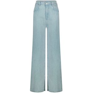 Homage, Flowy Wide Leg Jeans met splitjes Blauw, Dames, Maat:W27