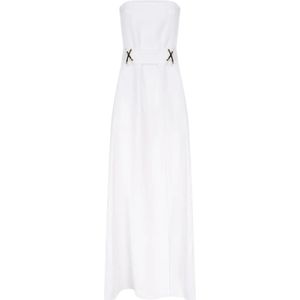 Genny, Witte Bustier Wikkeljurk met Taille Riem Wit, Dames, Maat:XS