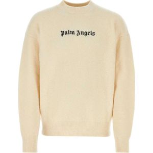 Palm Angels, Sweatshirts & Hoodies, Heren, Wit, XL, Wol, Stretch Wolmix Trui
