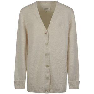 Maison Margiela, Truien, Dames, Beige, XS, Wol, Beige Gebreid Cardigan