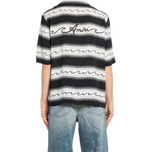 Amiri, Overhemden, Heren, Zwart, XL, Wave Baja Gestreept Shirt