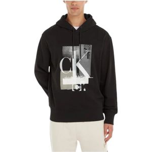 Calvin Klein, Sweatshirts & Hoodies, Heren, Zwart, S, Katoen, Connected Layer Sweatshirt