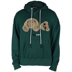 Palm Angels, Sweatshirts & Hoodies, Heren, Groen, S, Katoen, Groene Teddybeer Hoodie