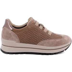 Igi&Co, Bruine Leren Sneakers met Elastische Sluiting Bruin, Dames, Maat:38 EU