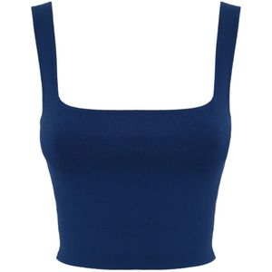 Max Mara Weekend, Tops, Dames, Blauw, S, Polyester, Blauwe Mouwloze Viscose Trui