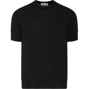 Jil Sander, Tops, Heren, Zwart, S, Wol, Stijlvolle zwarte T-shirts en Polos