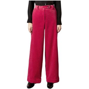 Massimo Alba, Broeken, Dames, Roze, 3Xs, Katoen, Wijde Corduroy Broek