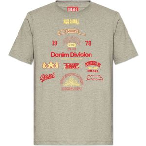 Diesel, Tops, Heren, Grijs, S, Katoen, T-Just-N14 T-shirt met print