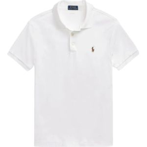 Polo Ralph Lauren, Tops, Heren, Wit, XL, Katoen, Zachte Katoenen Slim Fit Polo met Korte Mouwen