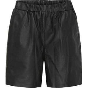 Btfcph, Korte broeken, Dames, Zwart, XL, Leer, Zwarte Leren Shorts met Elastische Tailleband