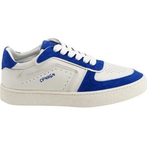 Copenhagen Studios, Schoenen, Dames, Wit, 36 EU, Leer, Retro Stijl Wit Blauw Sneakers