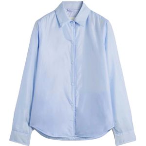 Aspesi, Blouses & Shirts, Dames, Blauw, L, Slim-Fit Toggle Jack Overhemd Lijm